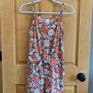 (K251) Wonder Nation Girls Sz (14-16) XL Romper, Elastic Waist Brown Peach Cream